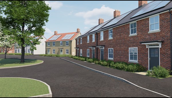 Computer generated image depicts The Narbergh and Carew housetypes at the Elderwood Parc development, indicative only.